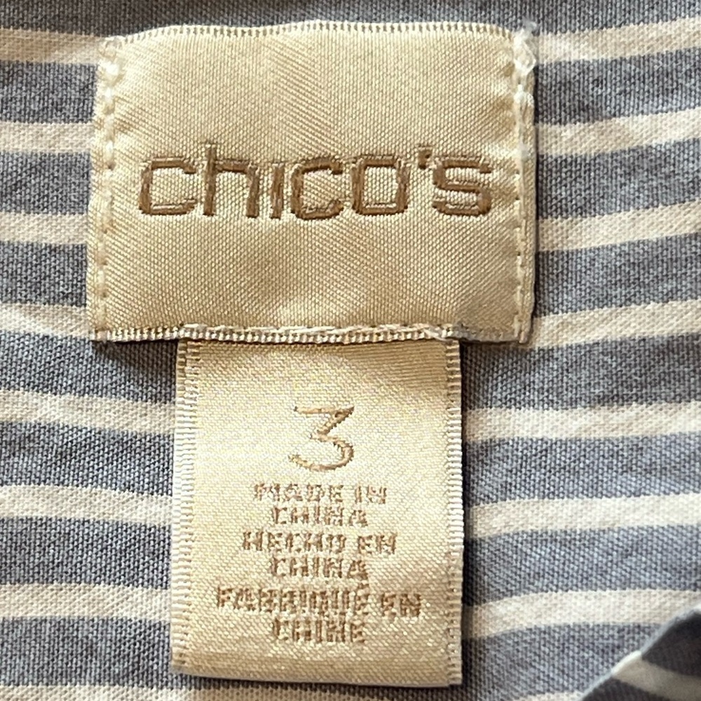 Chico’s Women’s size XL/16 Blue & White Striped button down long sleeve shirt - Picture 8 of 9